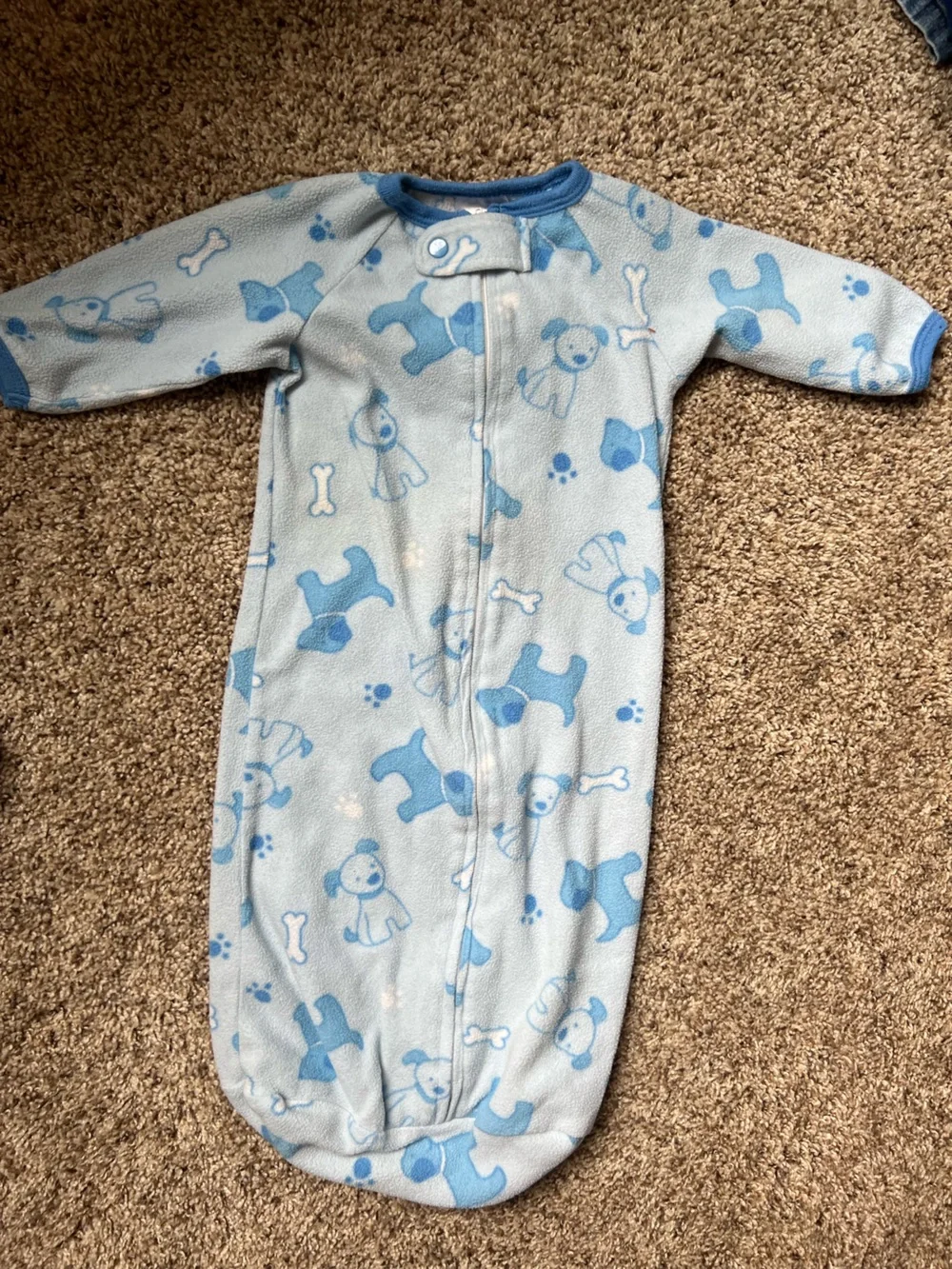 Vintage Sesame Street Baby Onesie Blue Sleep Sack Puppy 3/6 M