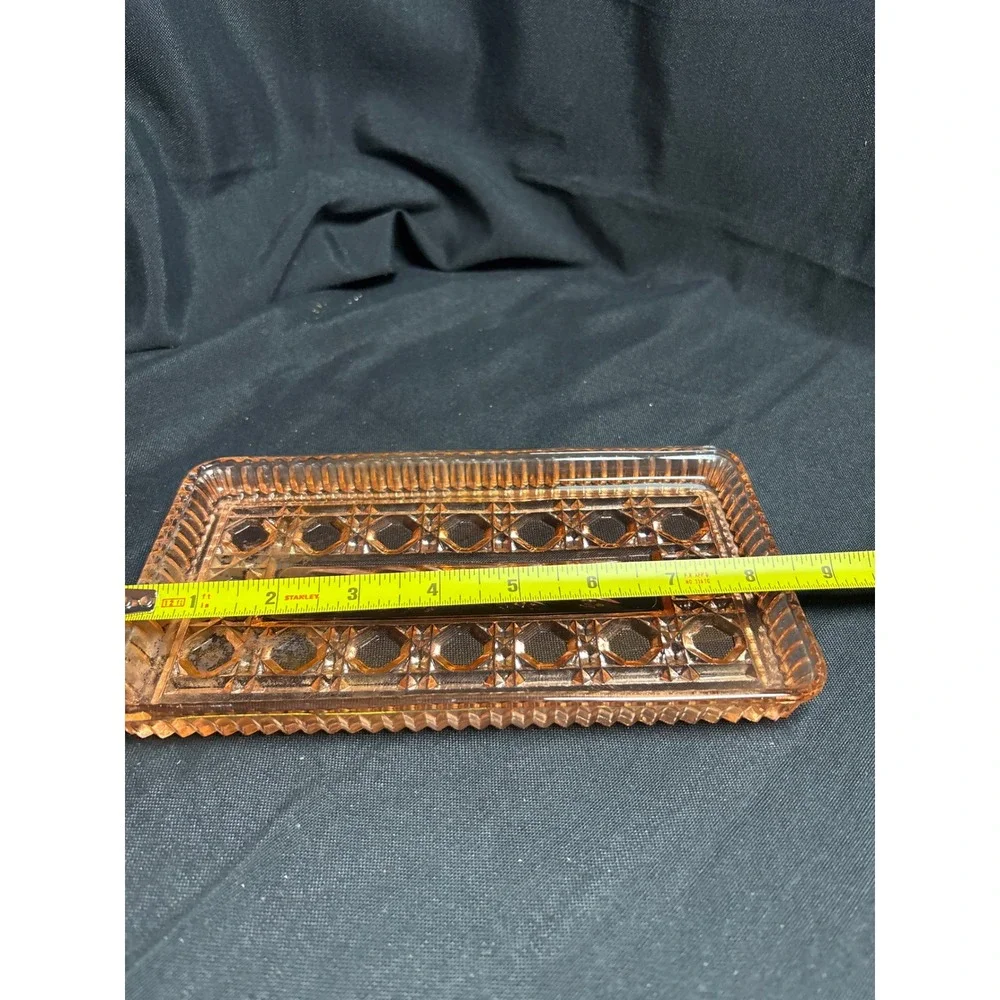 Vintage Indiana Glass Company Windsor Pink Cane and‎ Button