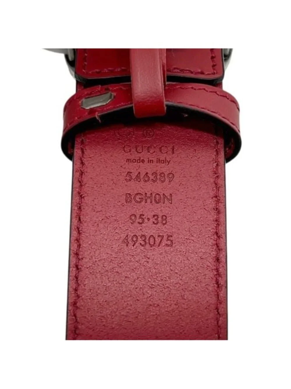 Gucci Belt Red Interlocking Waist 100 35 Leather Metal GG Logo Buckle