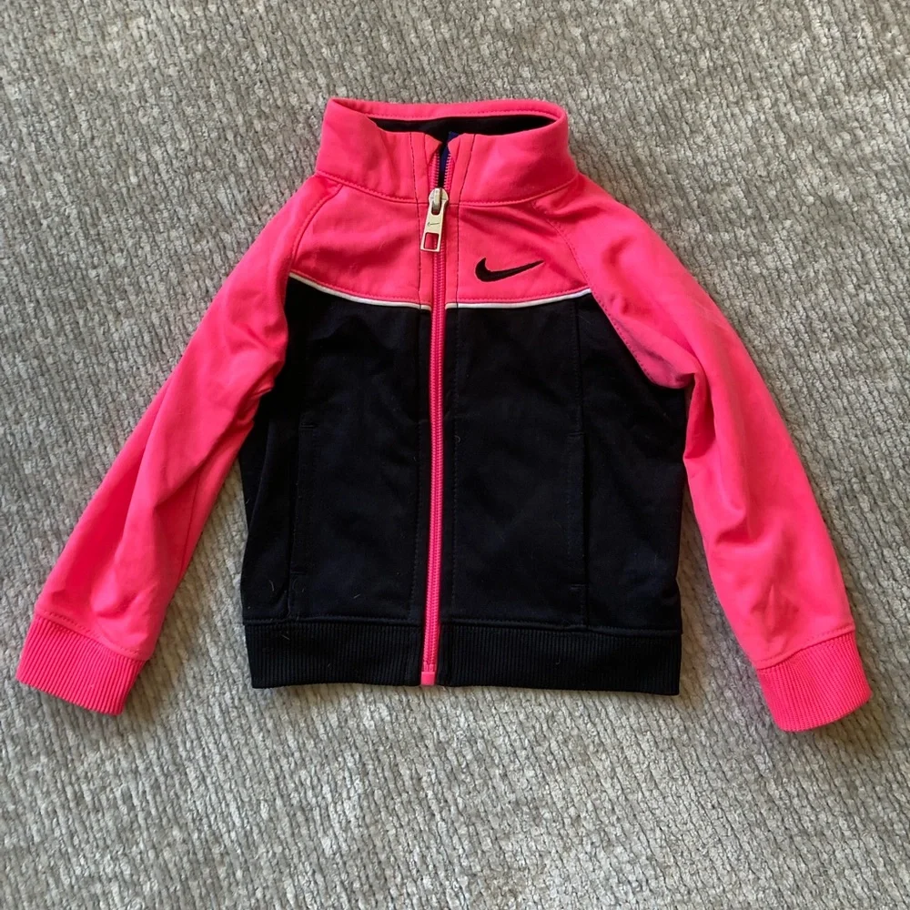 Nike Athletic Jacket‎ Coat 6-9 Months Hot Pink Black Classic Baby Girl