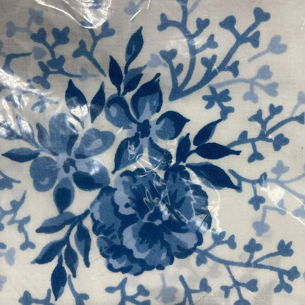 Martex Blue White Floral Twin Fitted‎ Sheet Only Percale USA Westpoint Pepperell