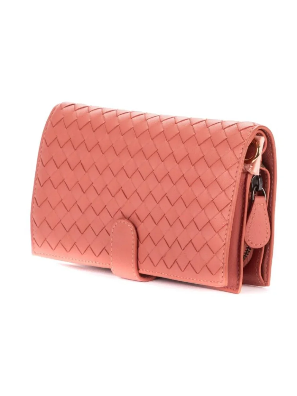 Bottega Veneta Continental Wallet Blush Pinkintrecciato Calfskin Leathera