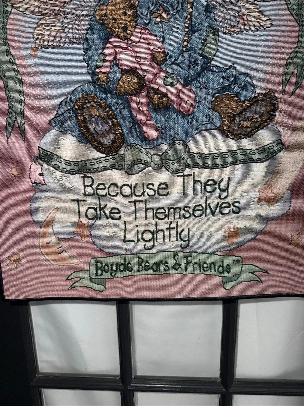Boyds Bears Pink and Blue Angel Teddy Wall Tapestry