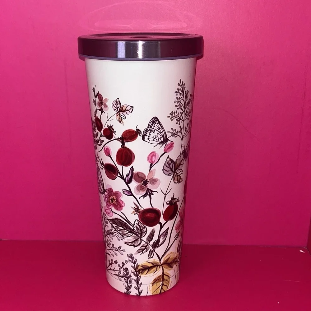 Manna Chilly Tumbler Cold Drink Cup Watercolors Flowers 24 Oz‎