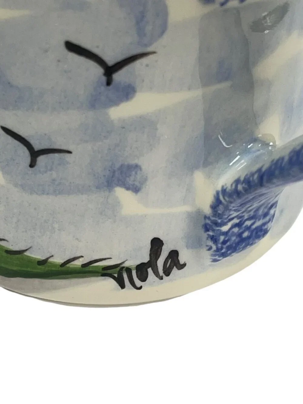 Nola‎ Cape Cod Mug Ceramic Blue White Lighthouse 12oz Hand Painted
