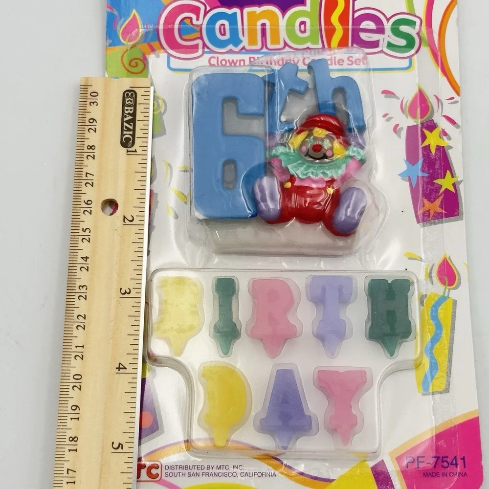 Vintage MTC Happy 6th Birthday Clown Candle Set‎ Circus Fun