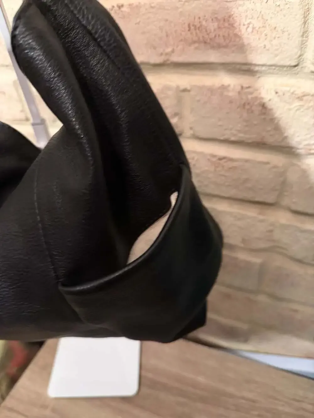 Vince Camuto Kimi Black Pebbled Leather Hobo Bag with Braided Chain Handle