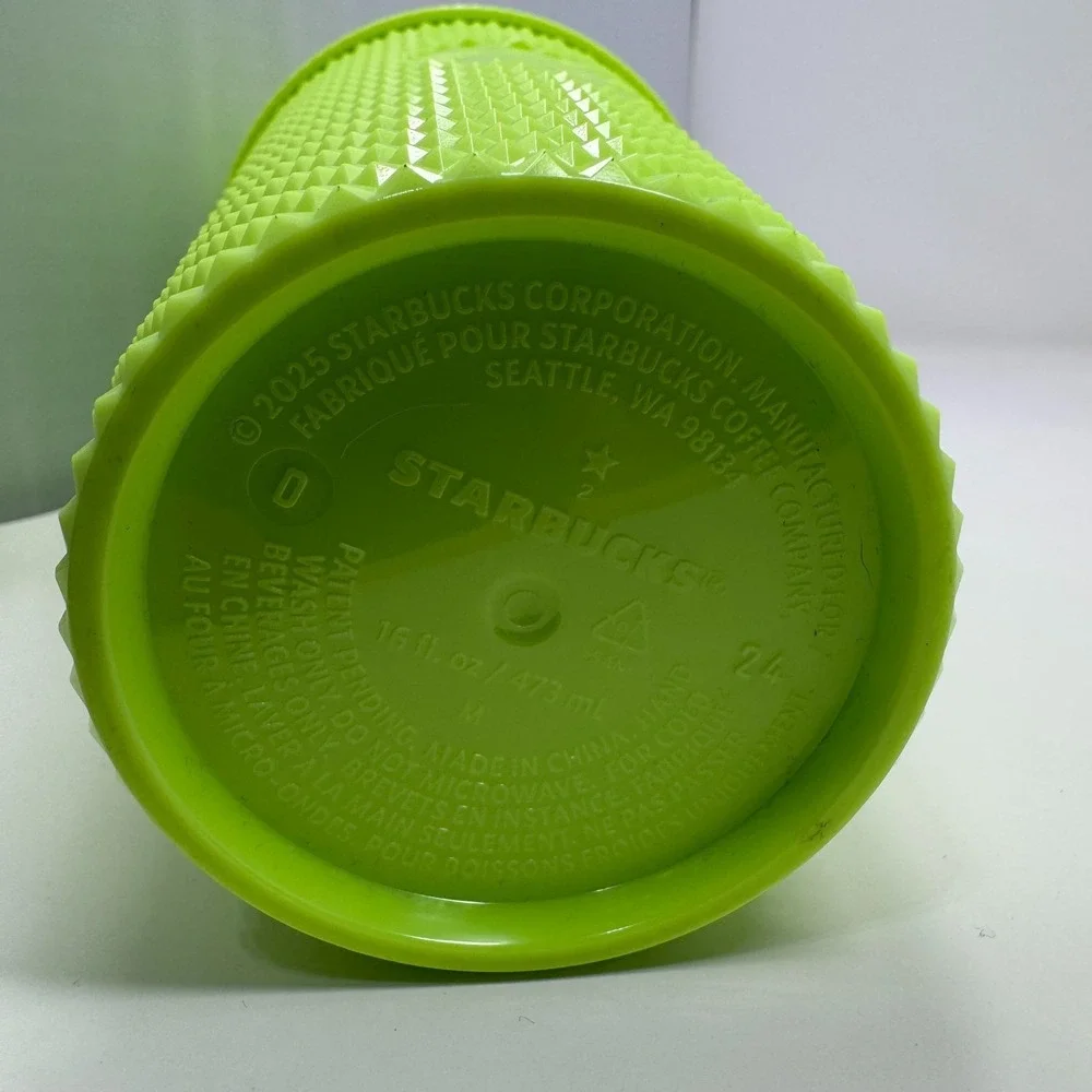 New Starbucks 30th Anniversary Frappuccino Lime Green Studded Bling Tumbler 16oz
