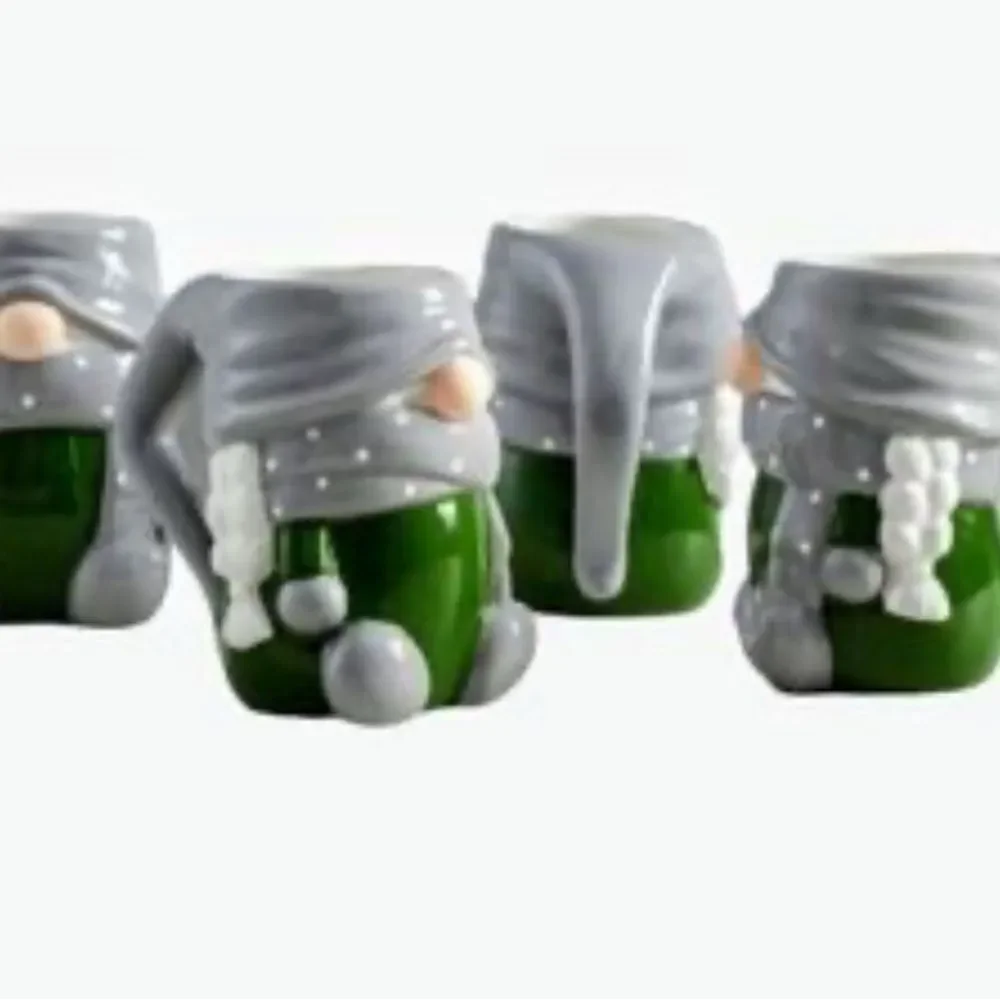 Pottery Barn GNOMETTE gnome shaped ceramic 4 mug Gnome Set
