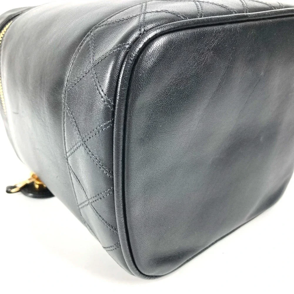 CHANEL Black Leather Logo Pouch
