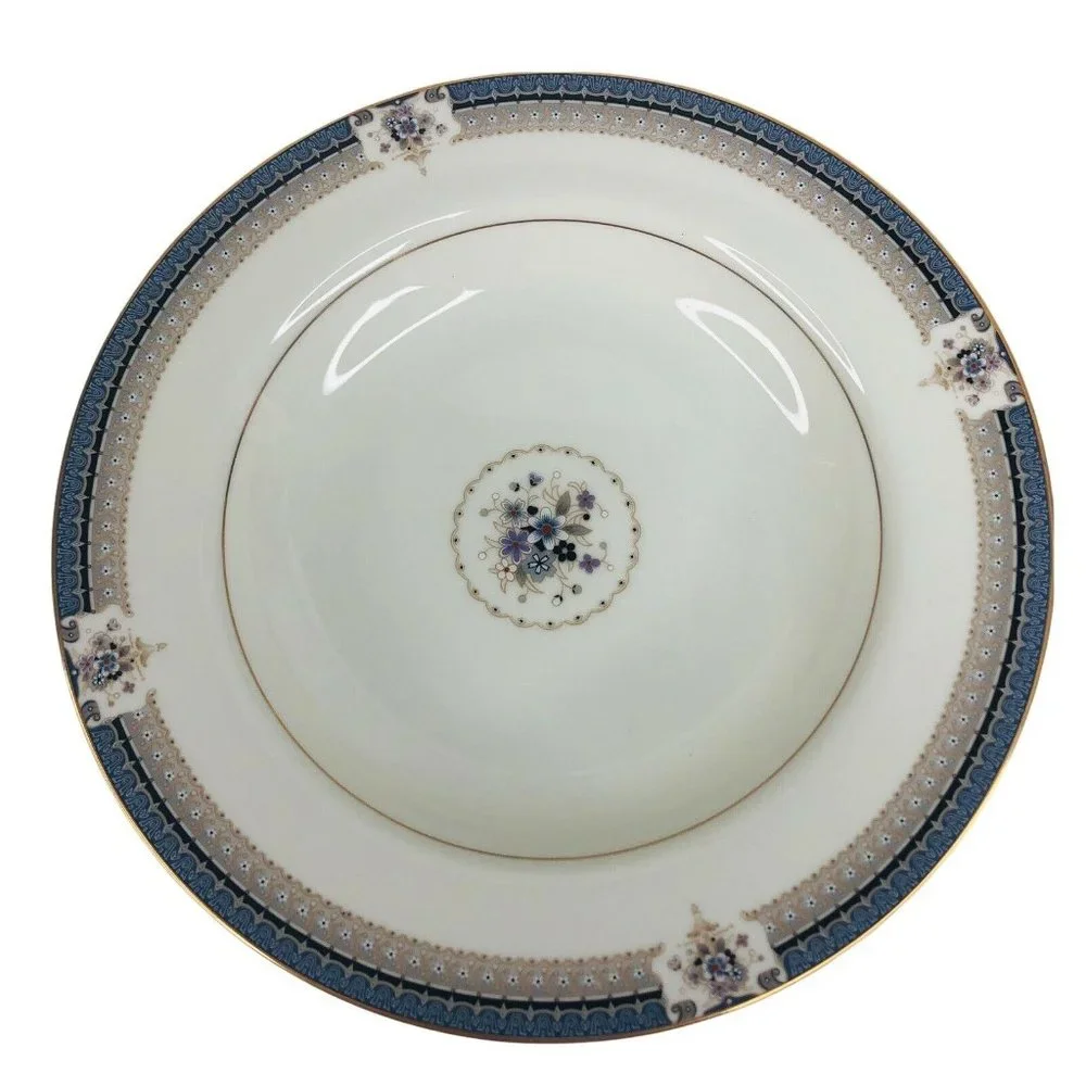 5‎ Mikasa Grande Ivory Tropez Rim Soup Bowls L5504 Japan 8 1/2” VTG Gray Floral