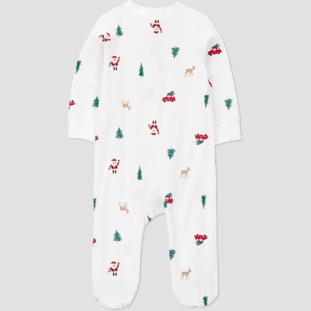 Carter's nwt Baby Christmas Village Sleep N' Play with Hat - Off-White