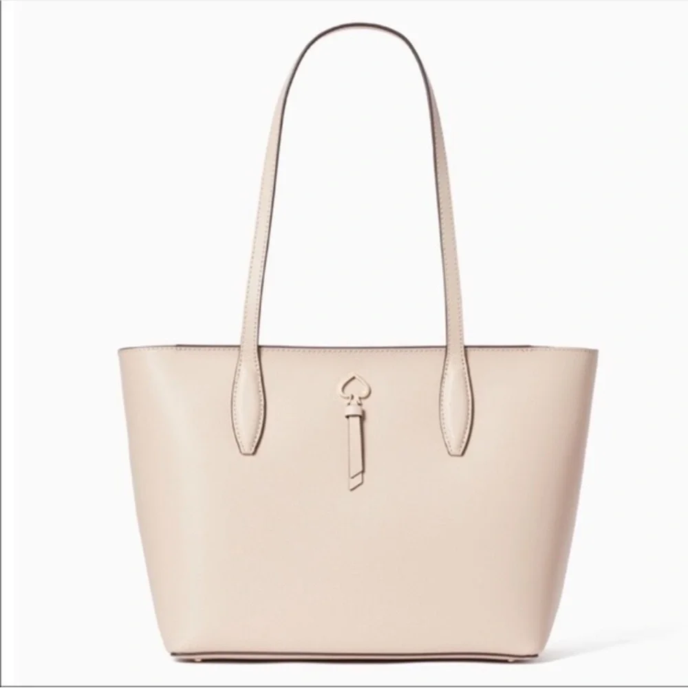 Kate Spade Cream Refined Grain Leather Tote Bag Zip Top NWT