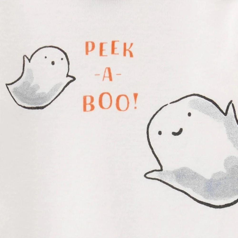 Carter's Just One You Baby 'Peek-a-Boo' Halloween Top Bottom Set nwt Gray/White