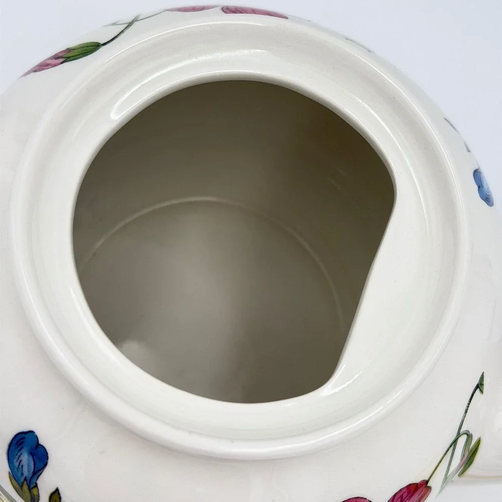 Vtg Sadler England Botanic 6 Cup Teapot‎ Floral Wildflower Perennial Magenta Lid