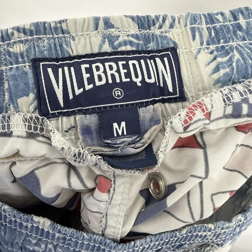 Vilebrequin Nautical Flags Palm Tree Swim Trunks Mens Patriotic Beach Resort M