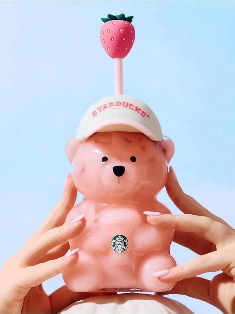 Viral Starbucks Pink Strawberry Bearista Glass Cup