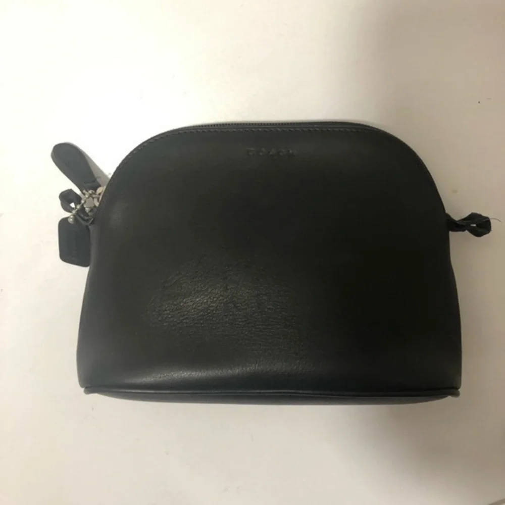 Coach vintage black cosmetic case toiletries bag with mini hang tag RARE