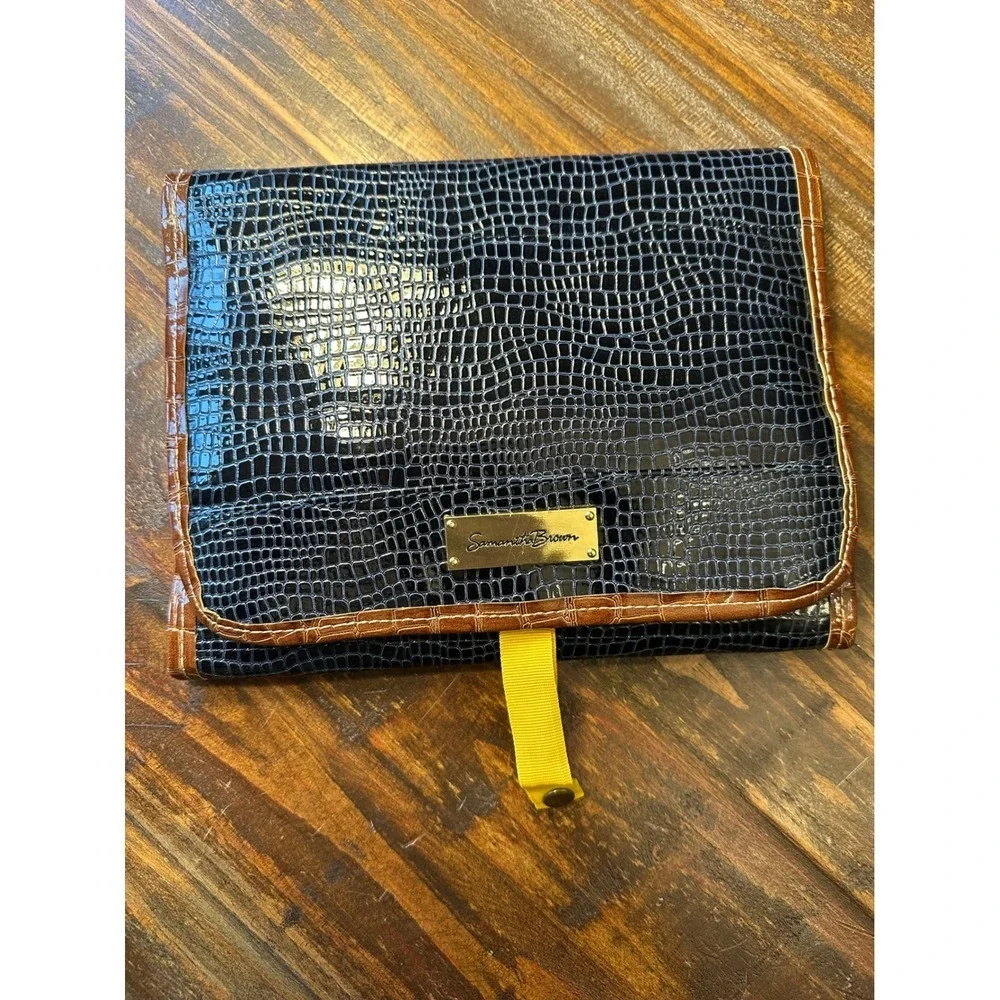 Samantha Brown & Navy Blue Faux Croc Hanging‎ Travel Toiletry Makeup Organizer