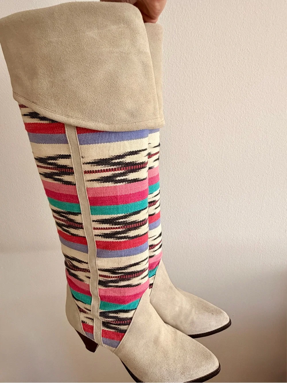 ISABEL MARANT Over-the-Knee Lorey Boot in Multicolor & Ecru