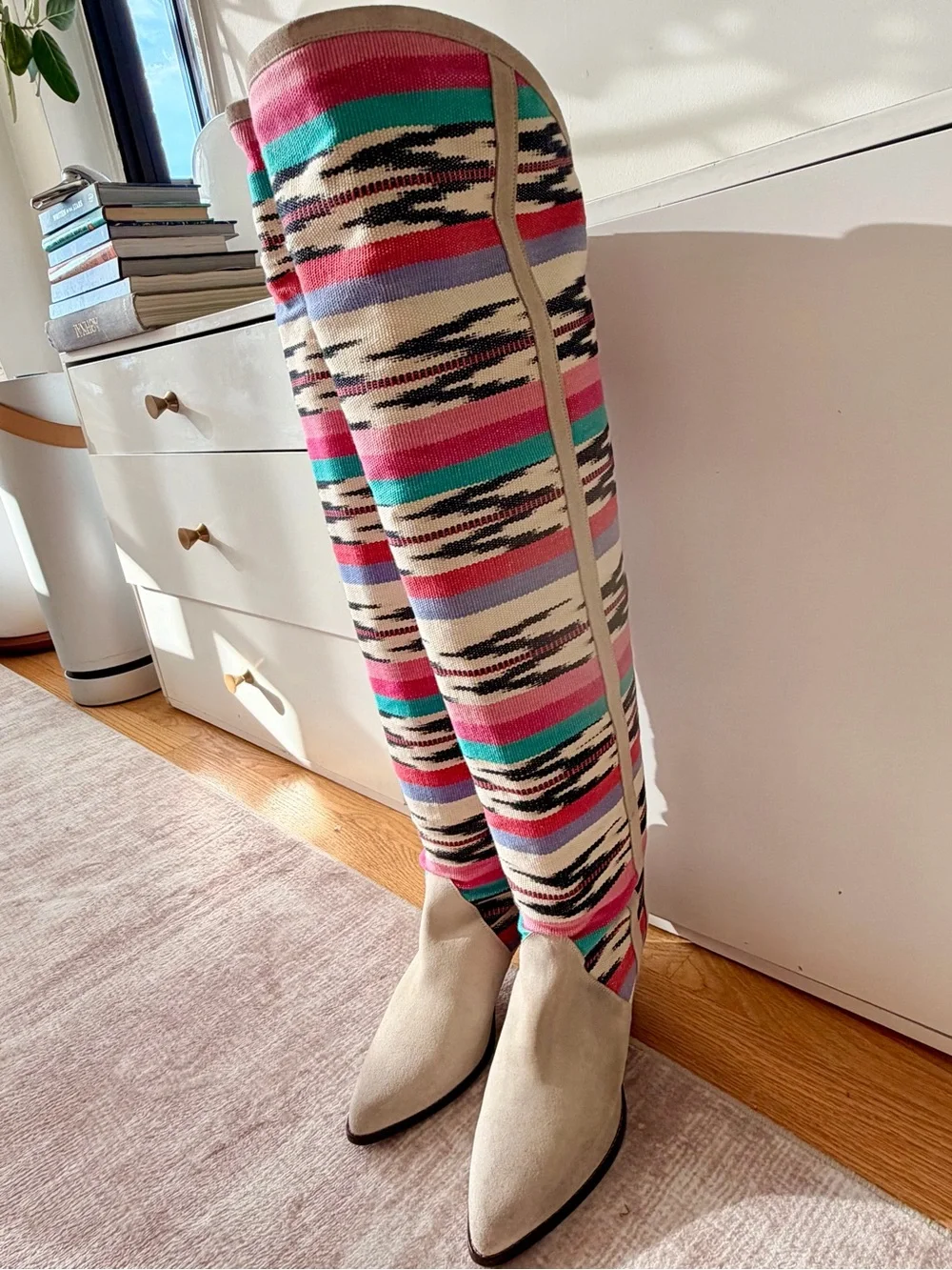 ISABEL MARANT Over-the-Knee Lorey Boot in Multicolor & Ecru