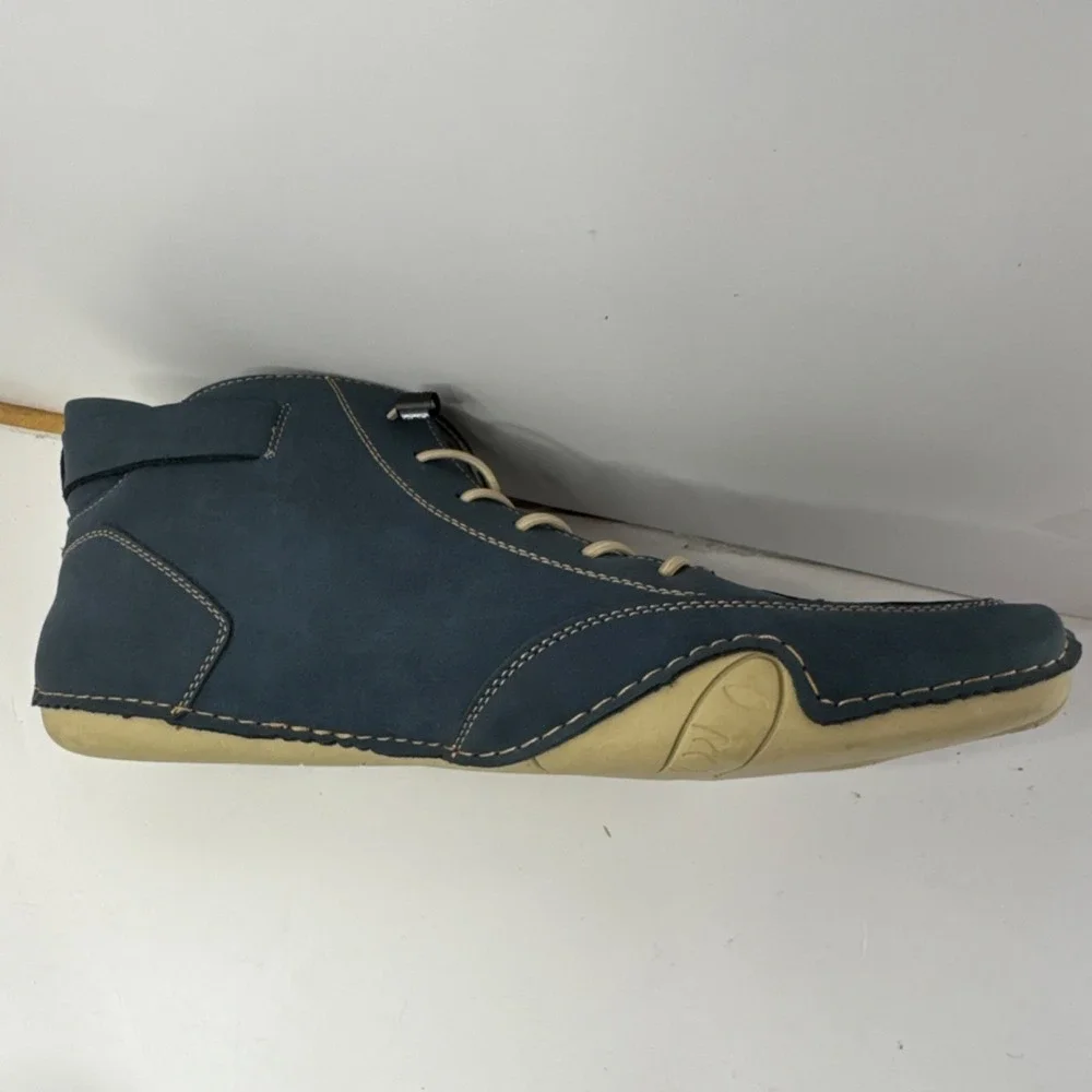 Salkin Blue Beige Leather Ankle Chukka Boots Lace Up Comfort Rubber Outsole Men