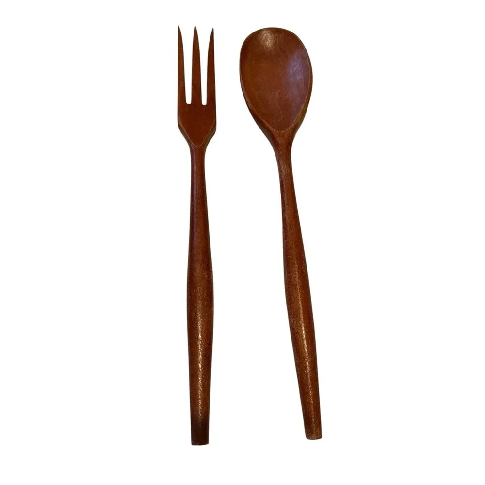 Vintage Wooden Fork & Spoon Tossed Salad MCM BOHO