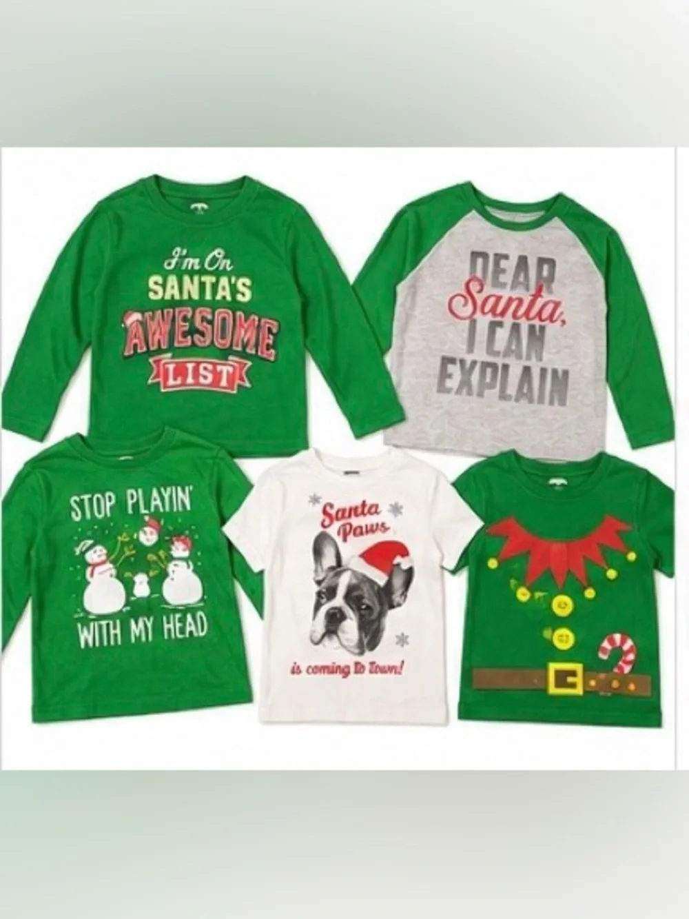 Kids Christmas Shirt Bundle 5PC Size 4/5 Small Holiday Graphic Tops Festive