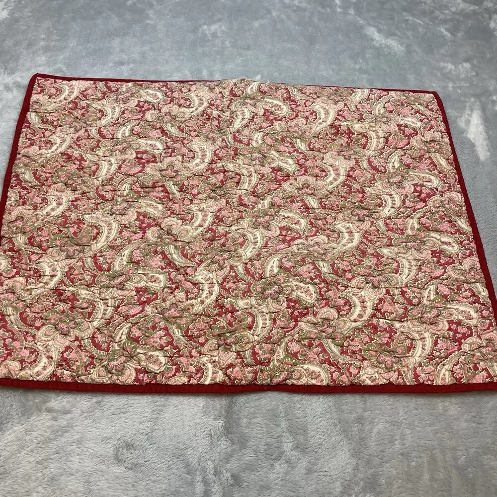 Pottery Barn Georgia Paisley Pillow‎ Sham Standard Size Red Pink Quilted Boho