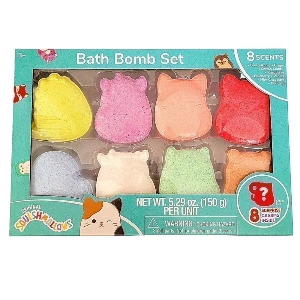 🛑 2 / $40 Sale! Squishmallow Bath Bomb Set (8 Count) with Surprise Charms NWT