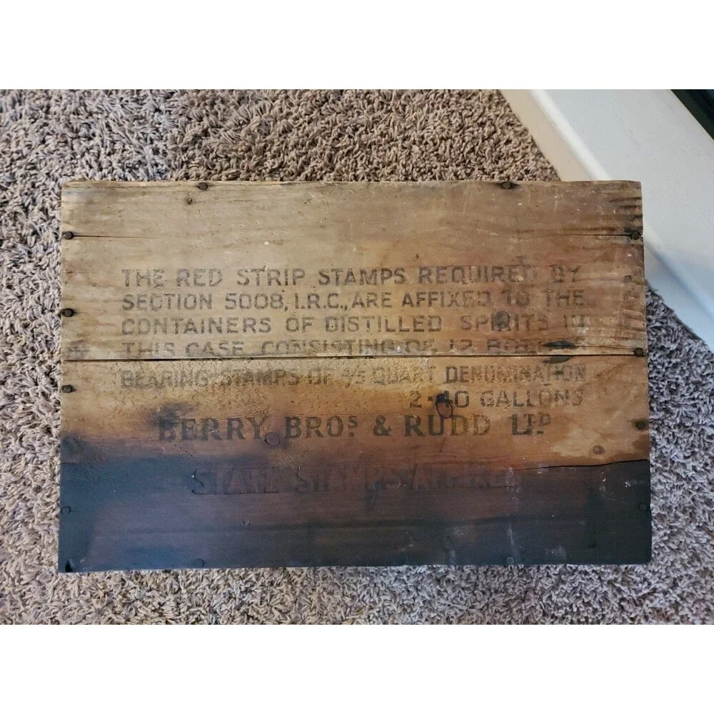 VTG Berry Bros & Rudd Cutty Sark Wooden Crate Box Scotch Whiskey + Pub Mirror
