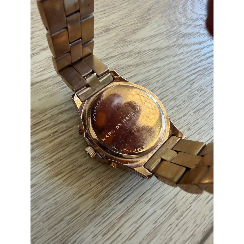Marc by Marc Jacobs Rose‎ Gold Rock Chronograph Watch Crystal MBM3156 Stainless