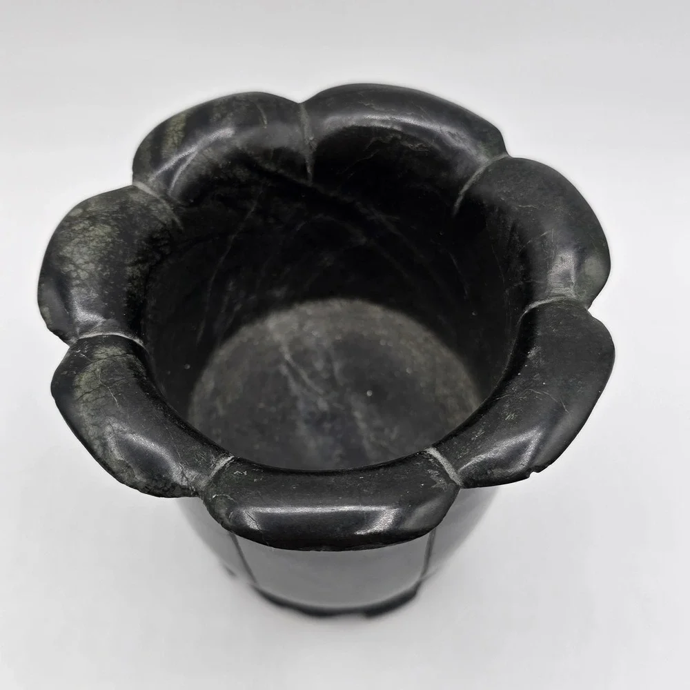 Vtg Floral Petal‎ Candleholder Or Mini Vase Stone Rock Heavy