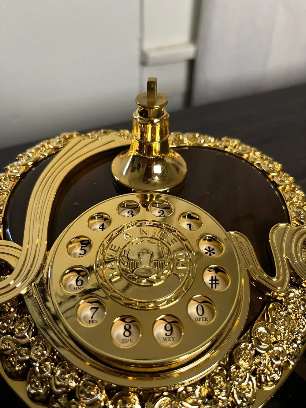 Victorian-Style Rotary Telephone in Gold & Dark Brown Chocolate NIB Corded