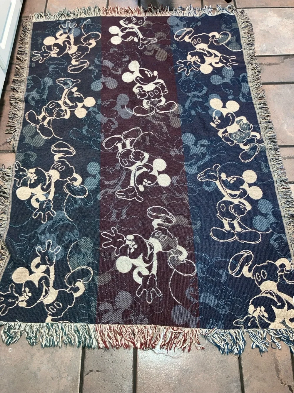 Disney Parks Navy and Cream Character Jacquard Throw