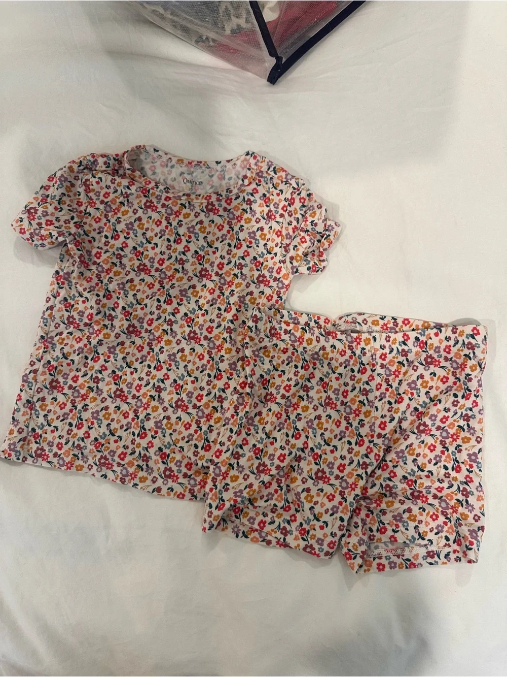 Quince Bamboo Short Sleeve and Shorts Pajama Set - Ditsy Floral 2T