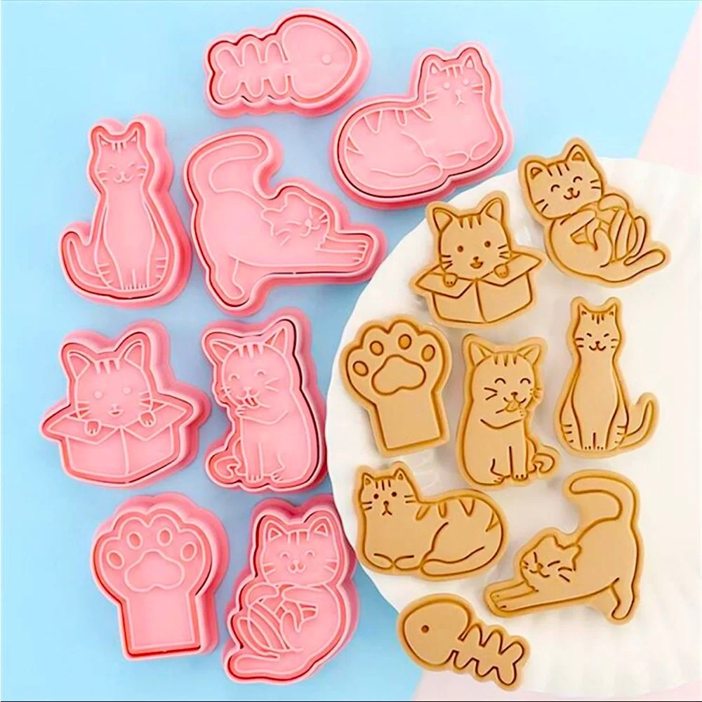 Cat Shaped Cookie Cutters, Pink Cat Cookie Cutters