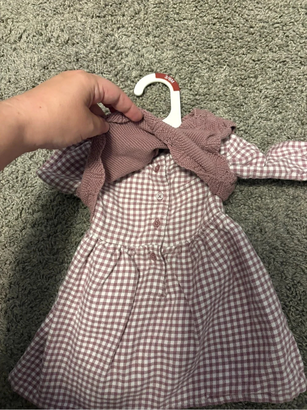 Carter's Mauve Knit Bodice Gingham Dress