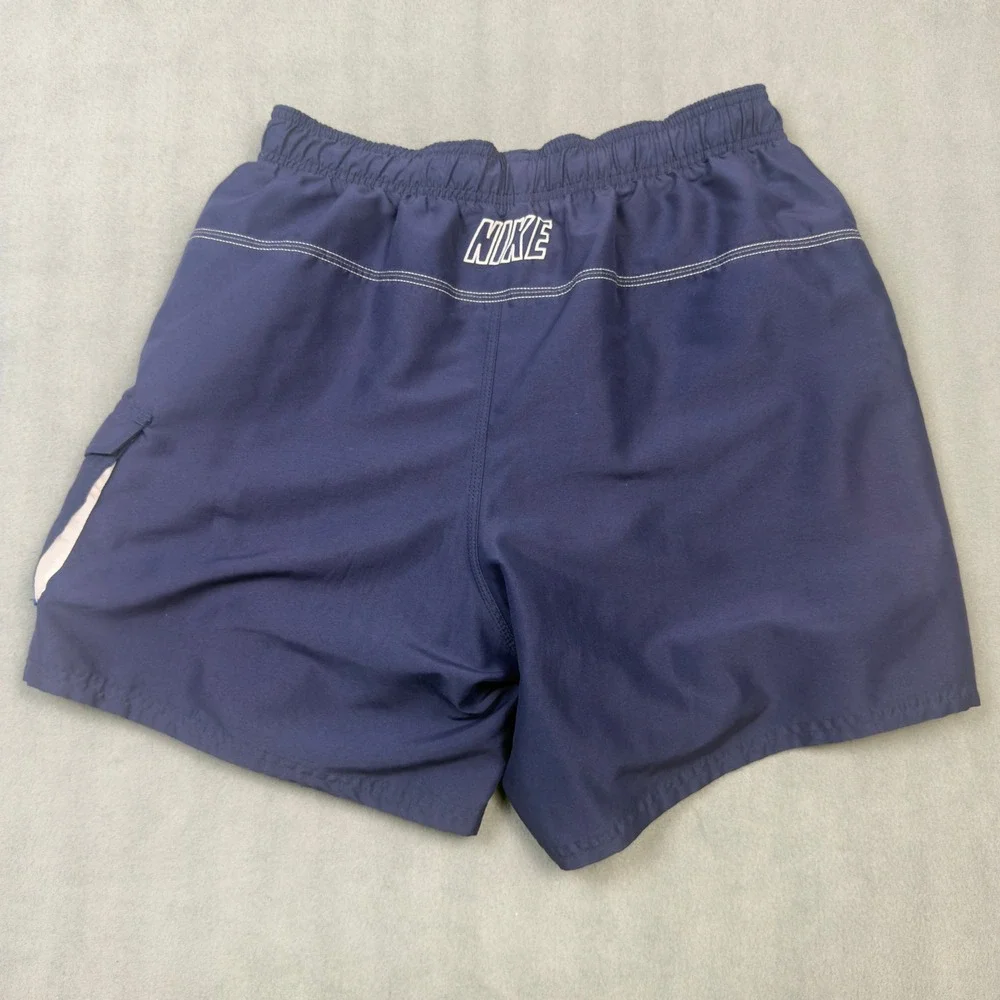 Nike Mens Swim Trunks Navy Blue Cargo Pocket Mesh Lined Large RN37966