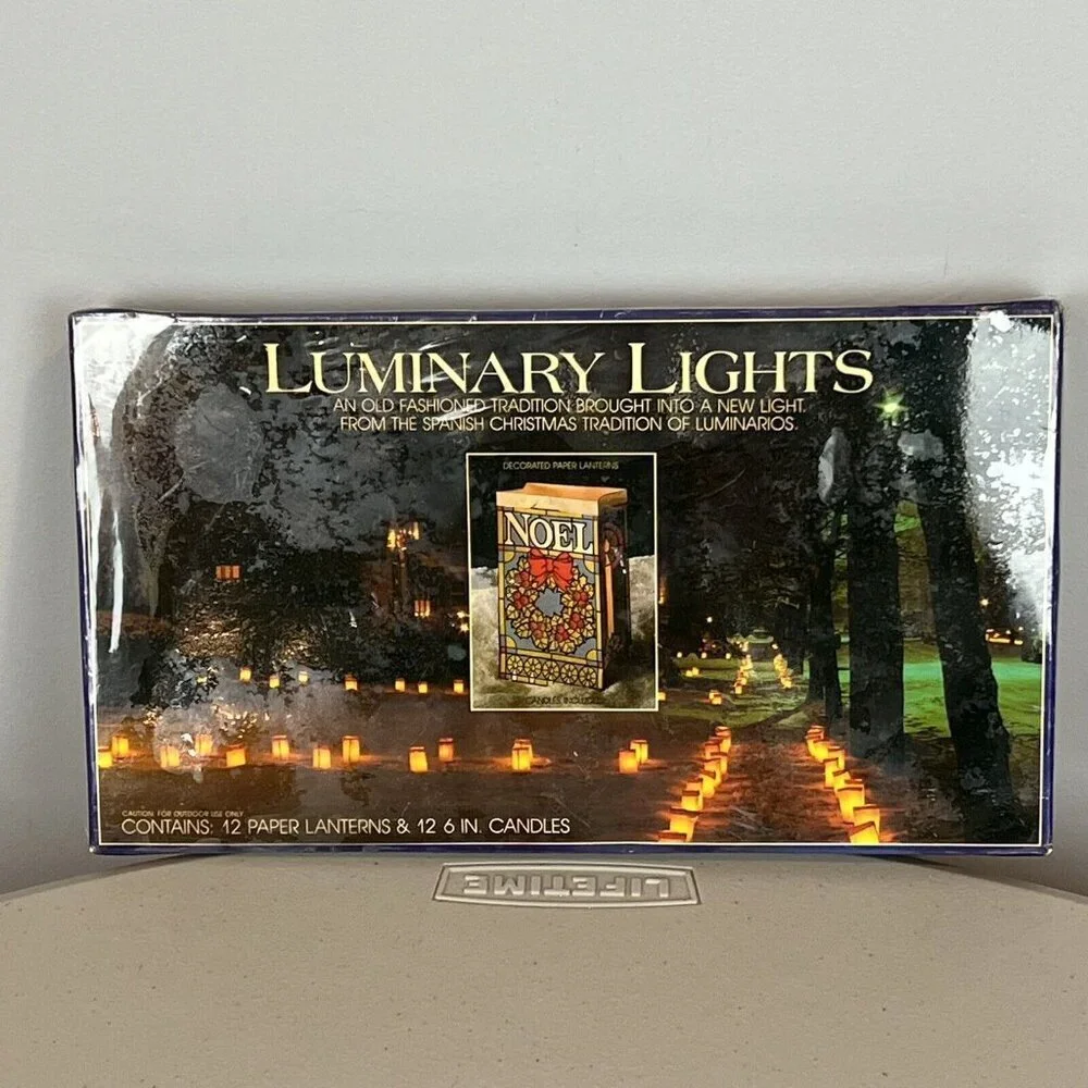 Vintage Noel Christmas Luminary Lights Lenox Candles and Paper Bag Luminaries