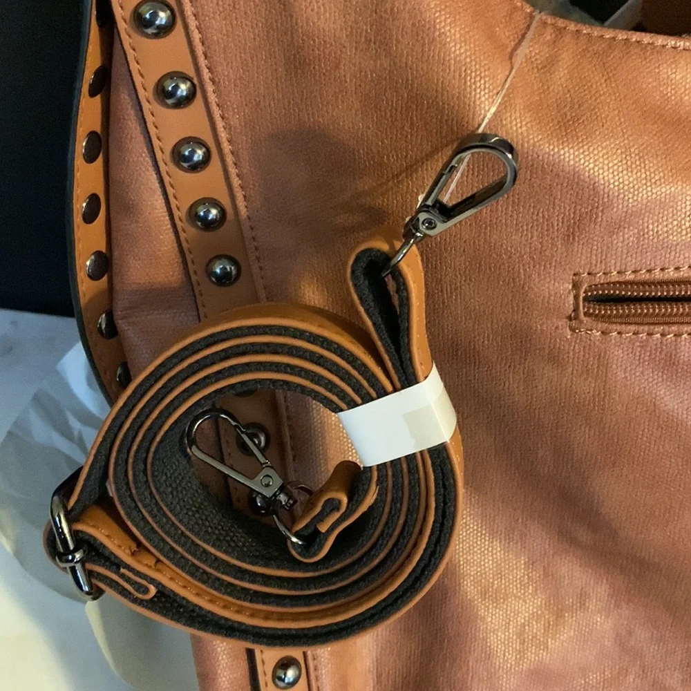 Mellow World Marion Cognac Studded Hobo Bag