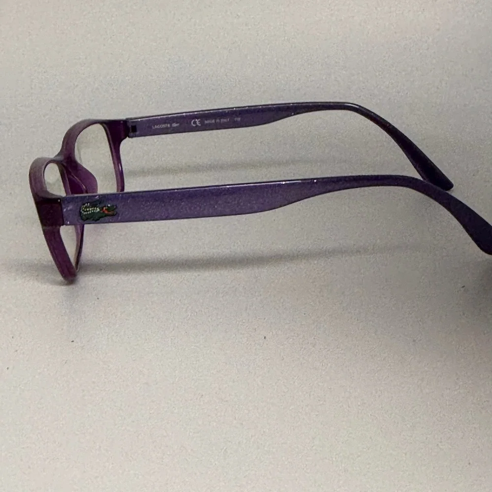 Lacoste L3803B 513 Purple Glitter Rectangular Eyeglass Frames 51-13-135 Italy