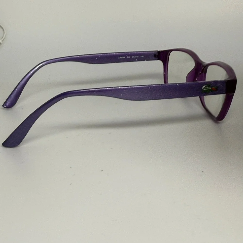 Lacoste L3803B 513 Purple Glitter Rectangular Eyeglass Frames 51-13-135 Italy