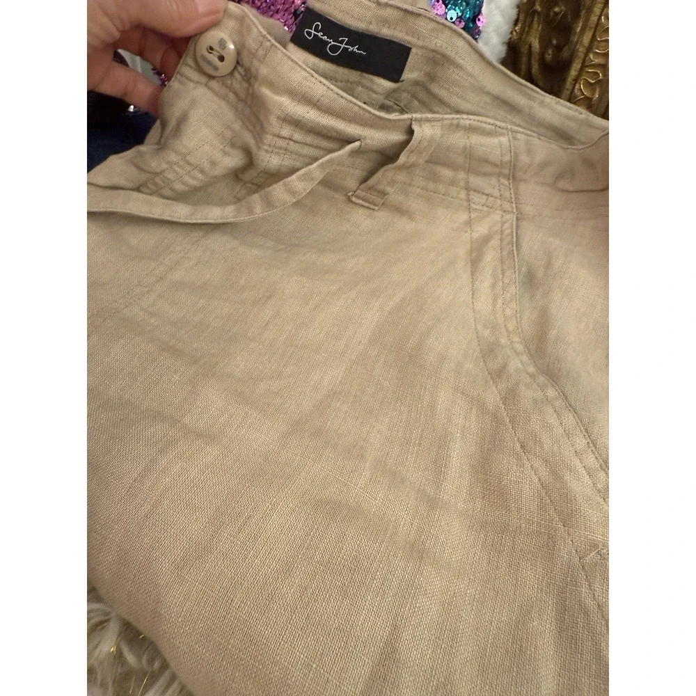 Sean John Men 38 100 % Linen Pants Beige Casual Beach Resort Classy  Rich Hipstr