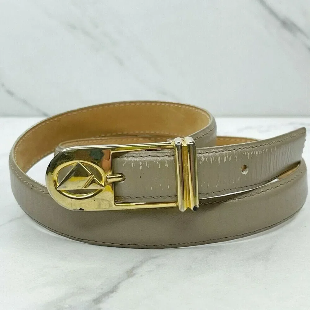 Liz Claiborne Gray Vintage Full Grain Semi Aniline Leather Belt Size Medium M