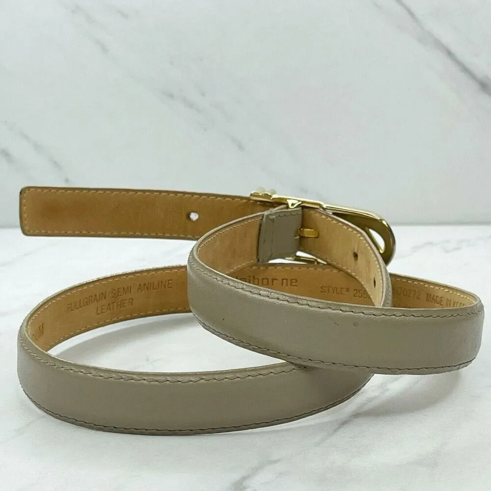 Liz Claiborne Gray Vintage Full Grain Semi Aniline Leather Belt Size Medium M