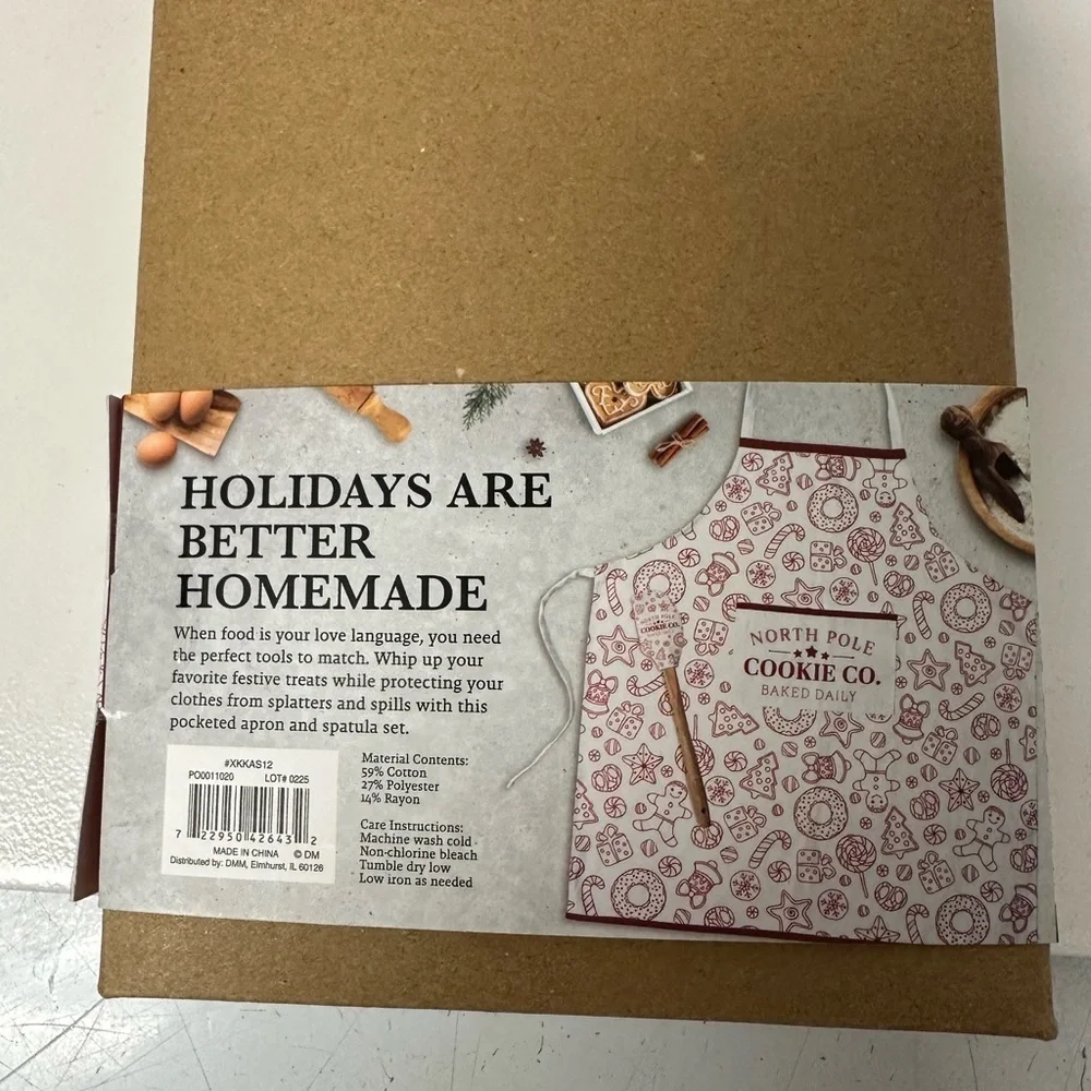 Red and White Apron and Spatula Set