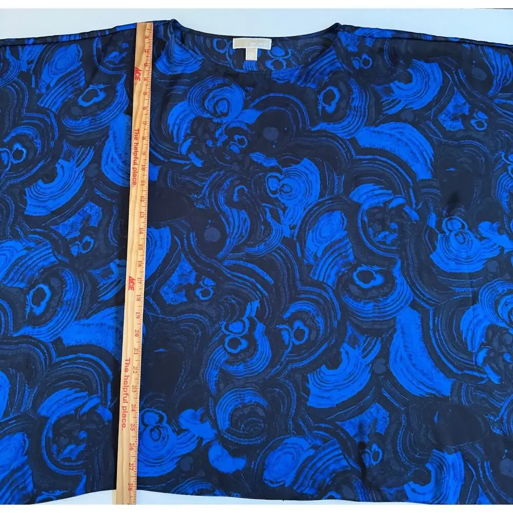 Michael Kors Swirl Print Satin Feel Tunic Flutter Top Size XL Beach Boho EUC