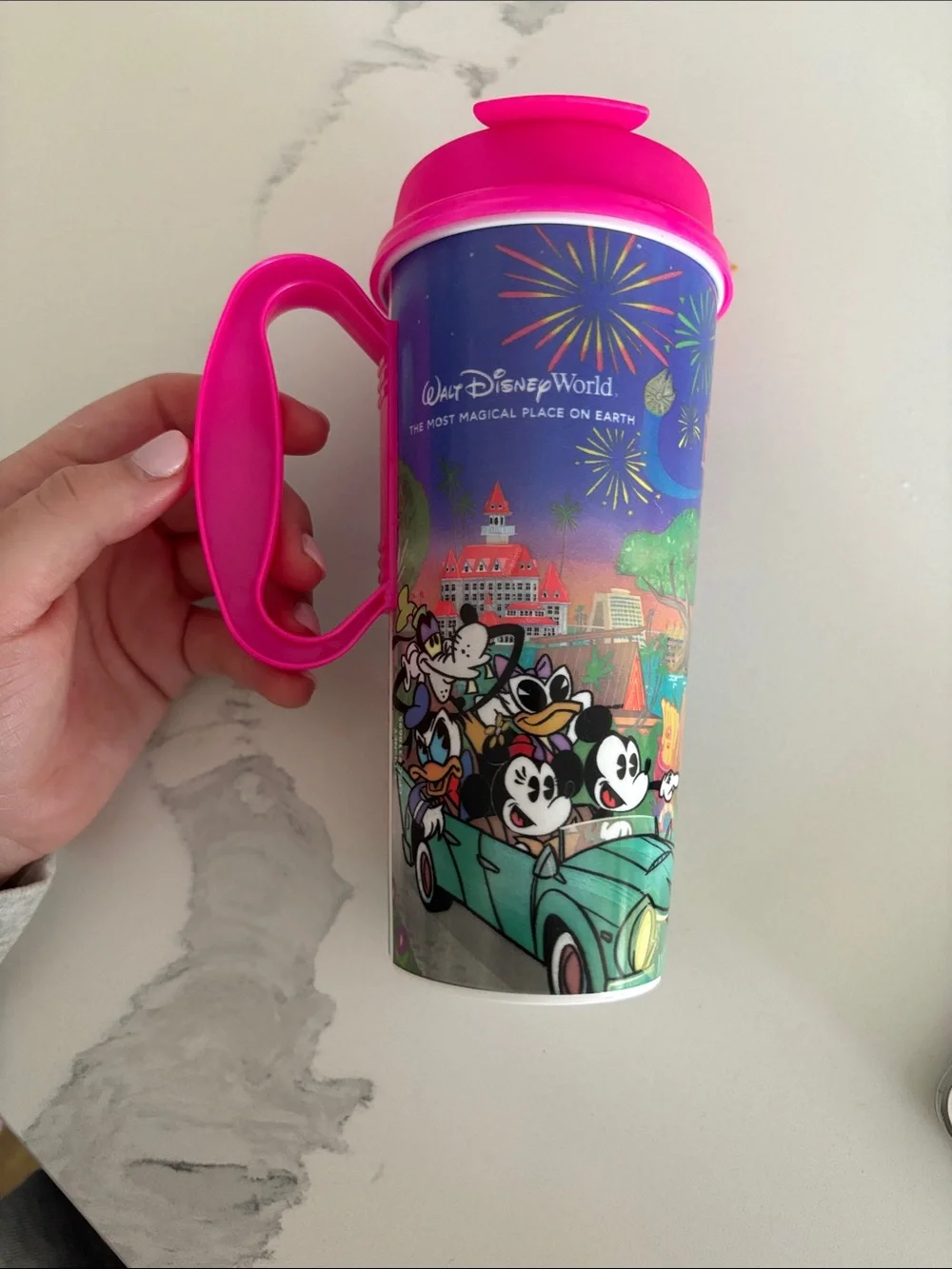 Disney Pink Handle Character Travel Tumbler