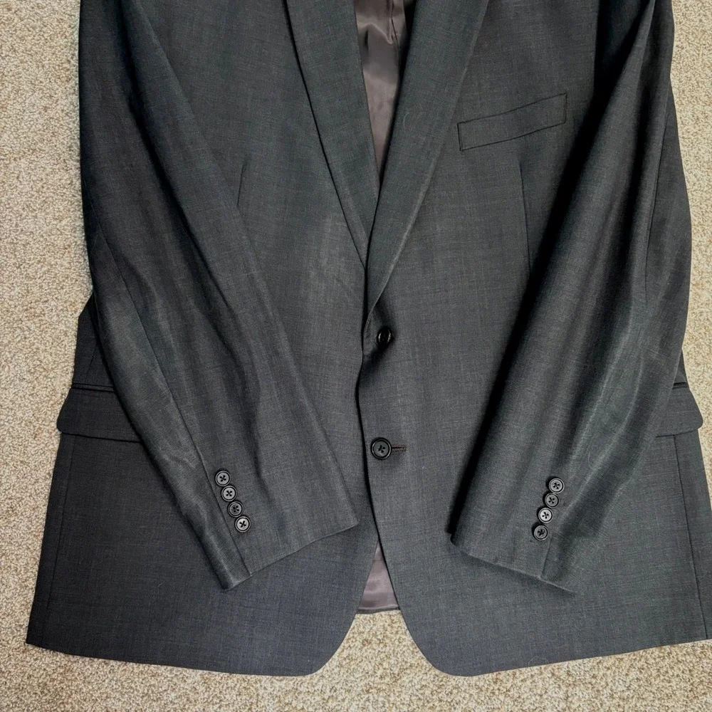 Ralph Lauren Two-Piece Suit 100% Wool Charcoal Gray Mens 48R W38 L30